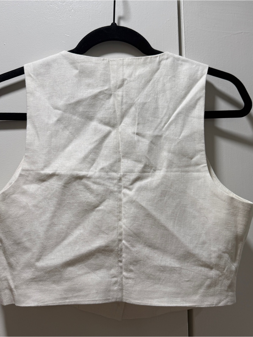 Christian Siriano White Linen Button-Front Crop Vest - Picture 2 of 4